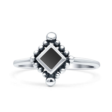 Princess Design Thumb Ring Statement Fashion Oxidized Simulated Black Onyx Solid 925 Sterling Silver